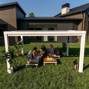 14×12 Windham Modern Steel Pergola With Sail Shade Soft Canopy - Image 7
