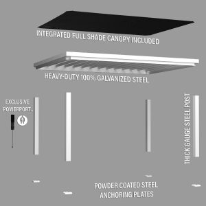 16×12 Windham Modern Steel Pergola With Sail Shade Soft Canopy - Image 20