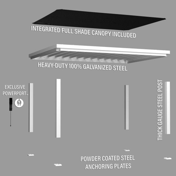 16×12 Windham Modern Steel Pergola With Sail Shade Soft Canopy - Image 20