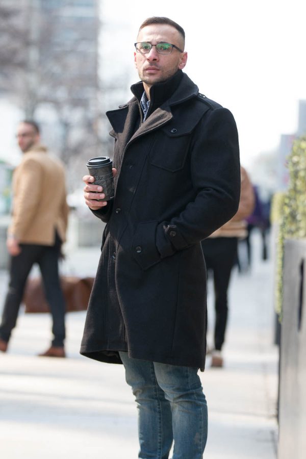Black Wool 3/4 length trench coat - Image 3
