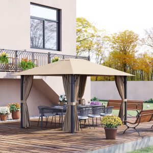 13' x 10' Patio Gazebo Outdoor Canopy Shelter Vented Roof Curtains - Image 6