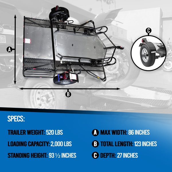 Go! Series Dual Rail Ride-Up Folding Motorcycle Trailer - Image 2