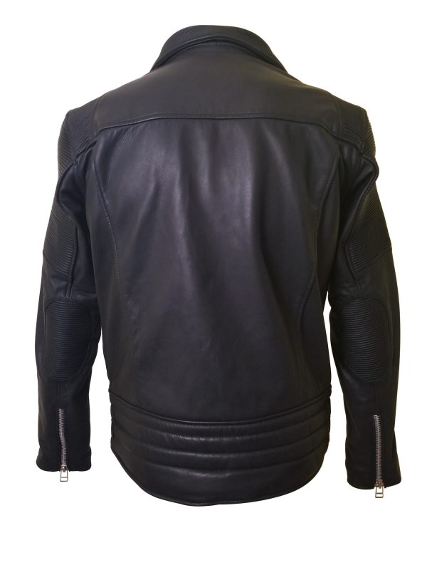 Brett’s biker style leather jacket with stretchy leather - Image 3