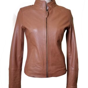 Arianne’s Plain Leather Jacket With Straight Collar - Image 5