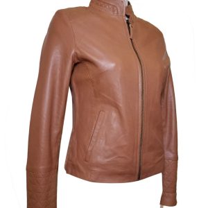 Arianne’s Plain Leather Jacket With Straight Collar - Image 6