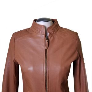Arianne’s Plain Leather Jacket With Straight Collar - Image 8