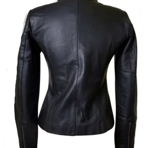 Arianne’s Plain Leather Jacket With Straight Collar - Image 3