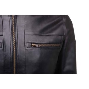 Messi Black Bomber style leather jacket - Image 4