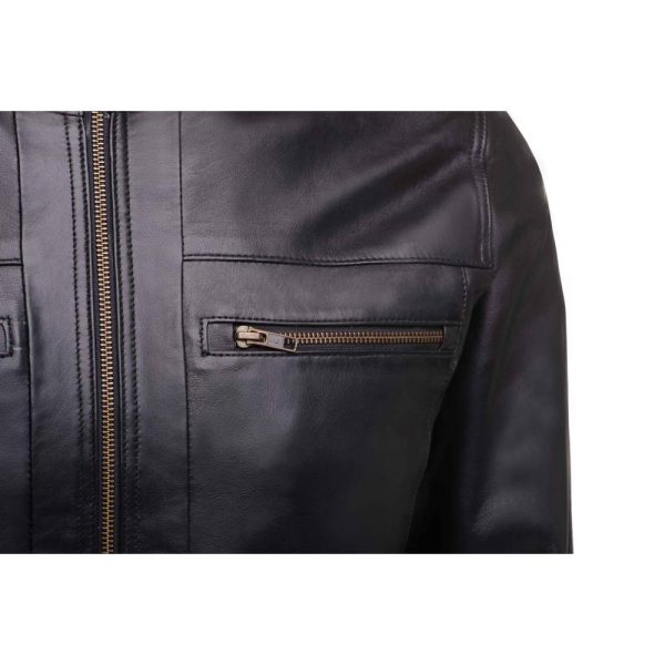 Messi Black Bomber style leather jacket - Image 4