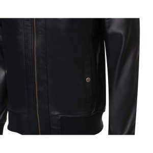 Messi Black Bomber style leather jacket - Image 8