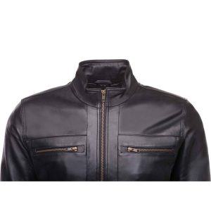 Messi Black Bomber style leather jacket - Image 3