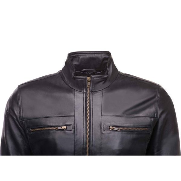 Messi Black Bomber style leather jacket - Image 3