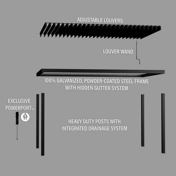 16×10 Sarasota Steel Louvered Pergola - Image 16