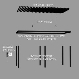 20×10 Sarasota Steel Louvered Pergola - Image 16