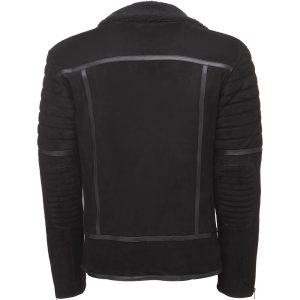 David black suede biker jacket with sherpa - Image 2