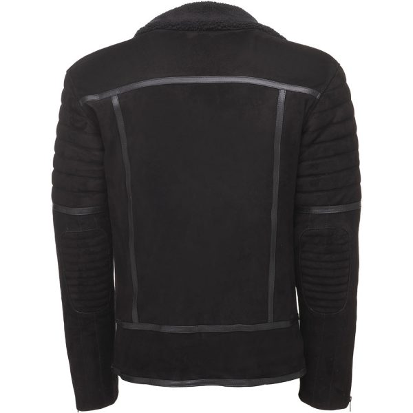 David black suede biker jacket with sherpa - Image 2