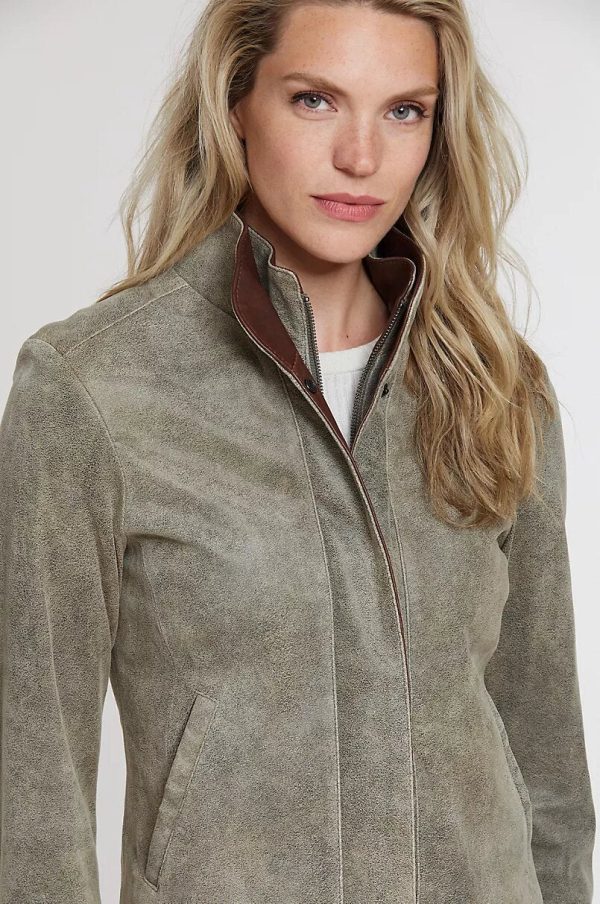 Rita distressed lambskin rustic leather jacket for women