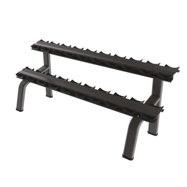 2-Tier Round Tube Dumbbell Rack – Black