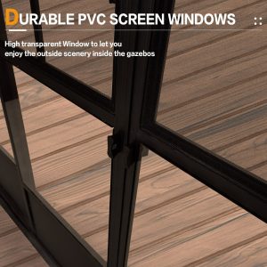 Hardtop Gazebo For Patio Screen House Backyard Sunroom With LED Lights Outdoor Aluminum Solarium Canopy 12′ x 14′ - Image 11