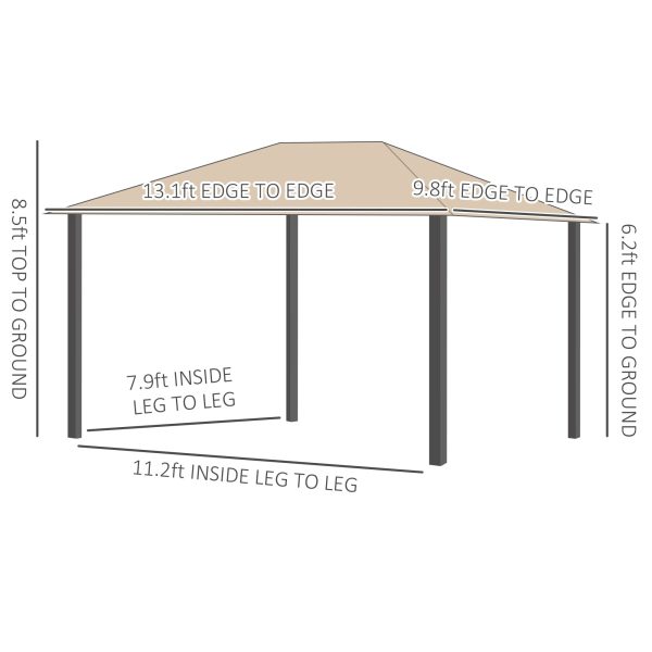 Outsunny 13' X 10' Patio Gazebo Outdoor Canopy Shelter Vented Roof Curtains - Image 4