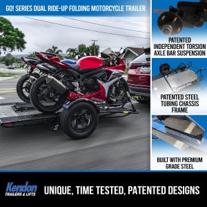 Go! Series Dual Rail Ride-Up Folding Motorcycle Trailer - Image 3