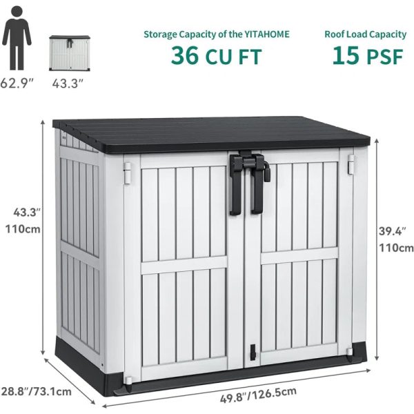 36 cu. ft. waterproof outdoor lateral storage, weatherproof utility shed - Image 4