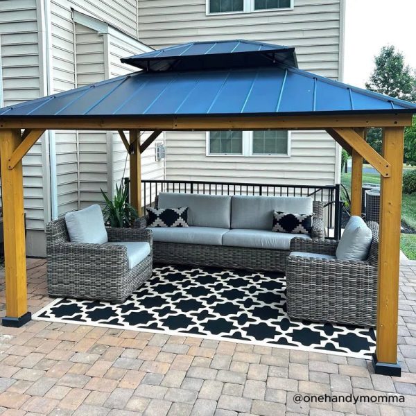 Archwood Patio Cedar Framed Steel Hardtop Gazebo - Image 13