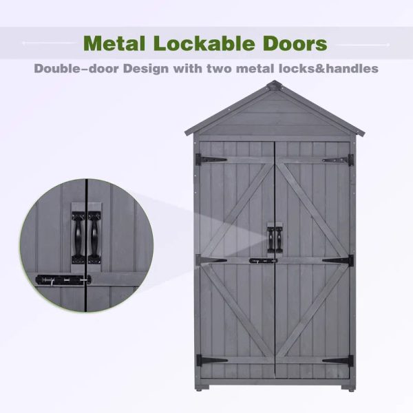 3 ft. W x 1 ft. 8 in. D Solid Wood Storage Shed - Image 3