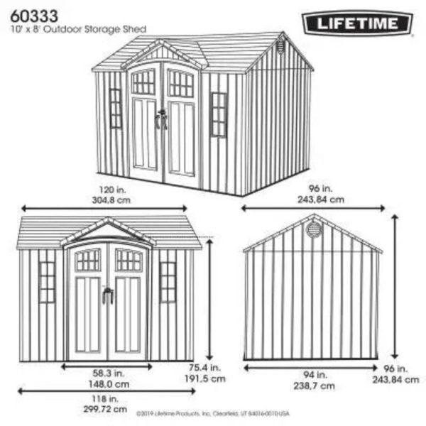 Lifetime 3 ft. W x 8 ft. D High Density Polyethylene Vertical Storage Shed - Image 9