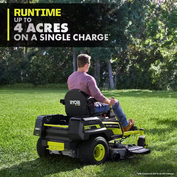 80V HP Brushless 54 In. Battery Electric Cordless Zero Turn Riding Mower (3) 80V Batteries (4) 40V Batteries and Charger - Image 9