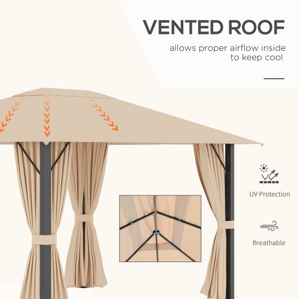 Outsunny 13' X 10' Patio Gazebo Outdoor Canopy Shelter Vented Roof Curtains - Image 2