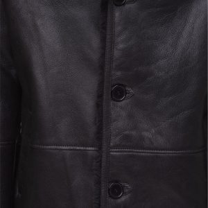 Black shearling trench coat with Toscana fur trim - Image 5