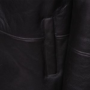 Black shearling trench coat with Toscana fur trim - Image 7