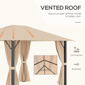 13' x 10' Patio Gazebo Outdoor Canopy Shelter Vented Roof Curtains - Image 7