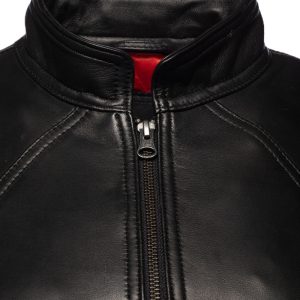 Maxine Noir Leather Jacket With Side Lacing - Image 3