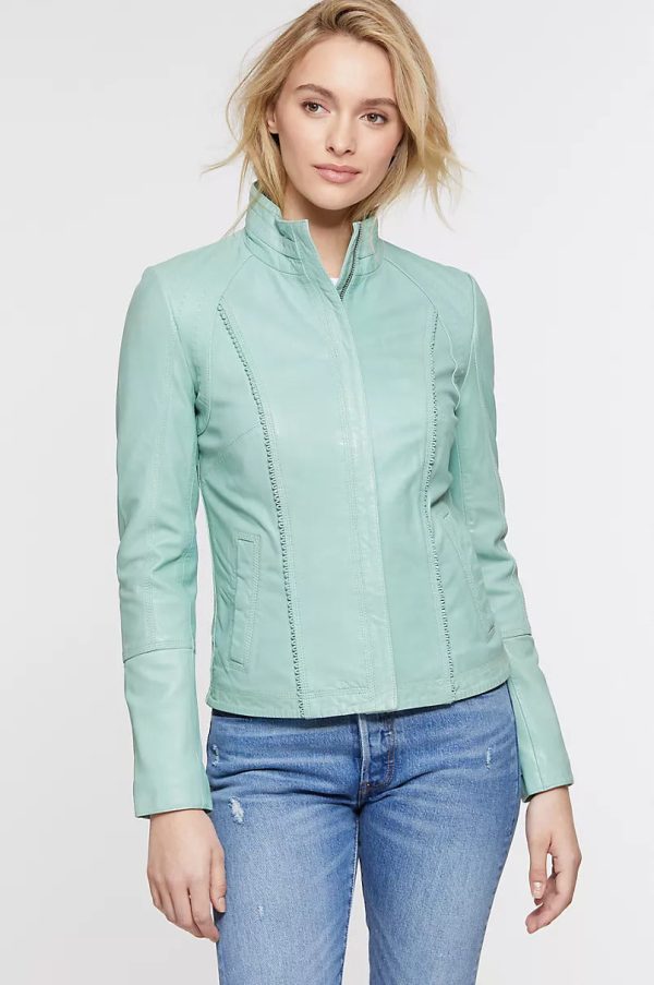 Azura washed lambskin aqa leather jacket for women