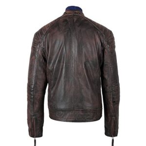 Men’s Benton Distressed moto style Leather Jacket - Image 3