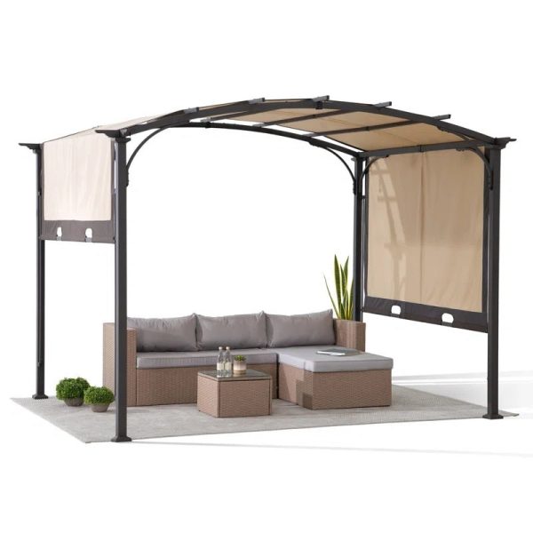 Lindt 9.5 X 11 Ft. Outdoor Steel Arched Pergola with Adjustable Canopy - Image 4