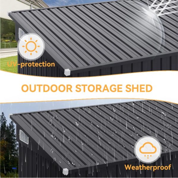 4′ X 8′ Shed Outdoor Storage Shed With Triple Lockable Door - Image 5
