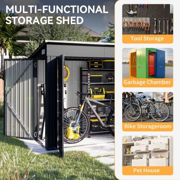 4′ X 8′ Shed Outdoor Storage Shed With Triple Lockable Door - Image 7