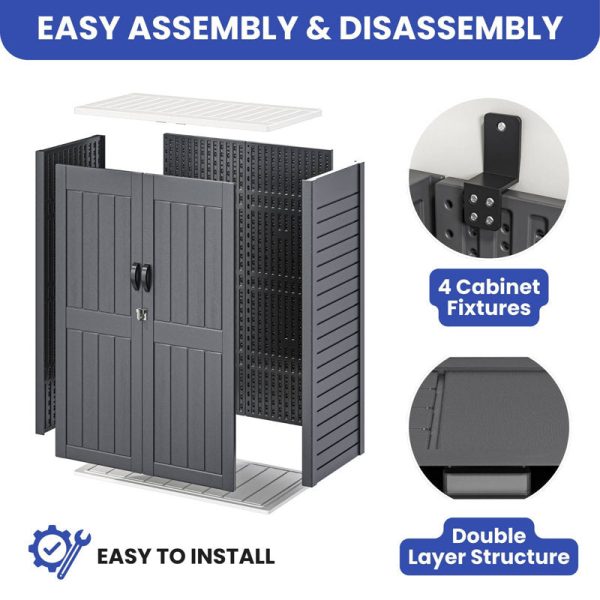 4 ft. W x 2 ft. D Polyethylene Plastic Vertical Tool Shed - Image 6