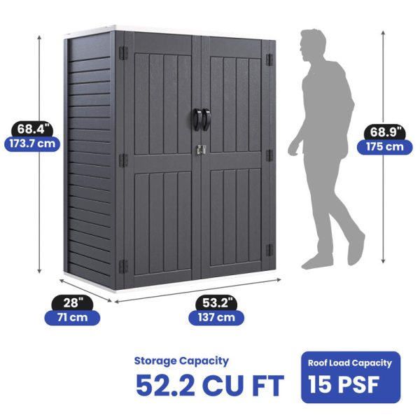 4 ft. W x 2 ft. D Polyethylene Plastic Vertical Tool Shed - Image 4