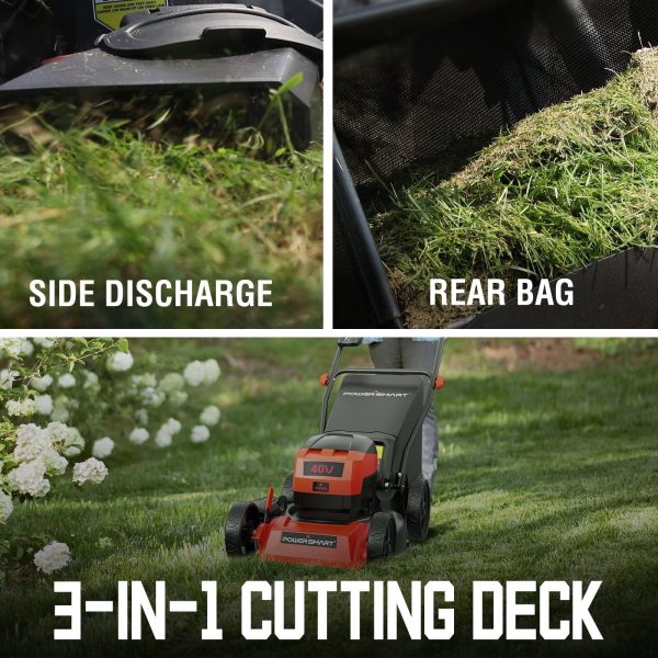 PowerSmart 40V 17-inch Cordless Brushless Electric Push Lawn Mower W/4.0Ah Battery and Charger - Image 3