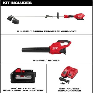 Milwaukee M18 FUEL 18V Cordless Mower, Dual Blower, String Trimmer, (4) QUIK-LOK Attachments, (5) 12.0 Ah Batteries, (2) Charger - Image 4
