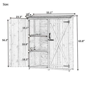 APERIL 5 ft. W x 2 ft. D Solid Wood Vertical Tool Shed - Image 8