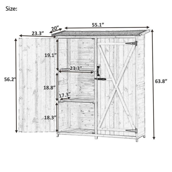 APERIL 5 ft. W x 2 ft. D Solid Wood Vertical Tool Shed - Image 7