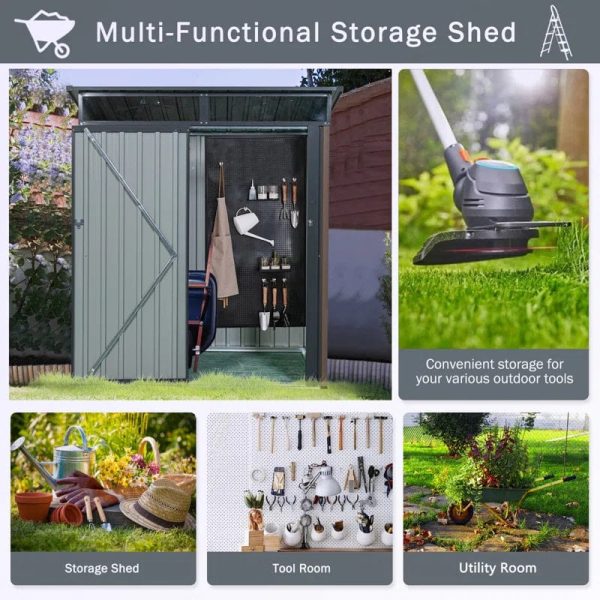 5 ft. W x 4 ft. D Metal Lean-To Storage Shed - Image 4