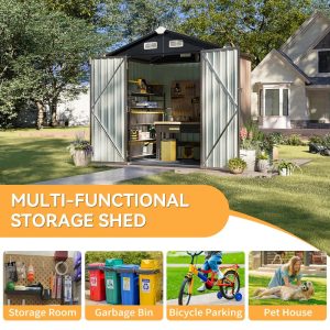 6.4 Ft. W X 4.0 Ft. D Steel Storage Shed With Door Lock And Floor - Image 3