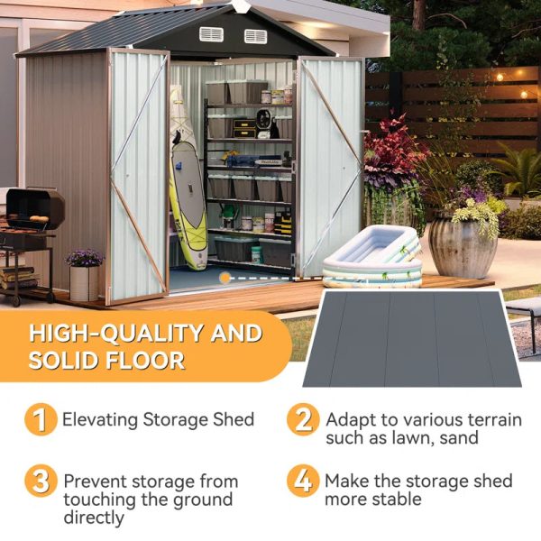 6.4 Ft. W X 4.0 Ft. D Steel Storage Shed With Door Lock And Floor - Image 4