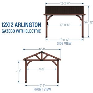 Arlington 12′ X 12′ Solid Wood Patio Gazebo - Image 4